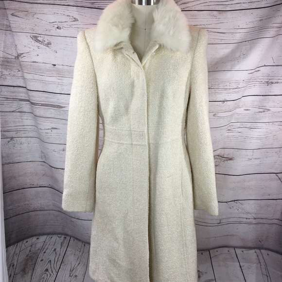 Marvin Richards nwt cream fur collar midi coat